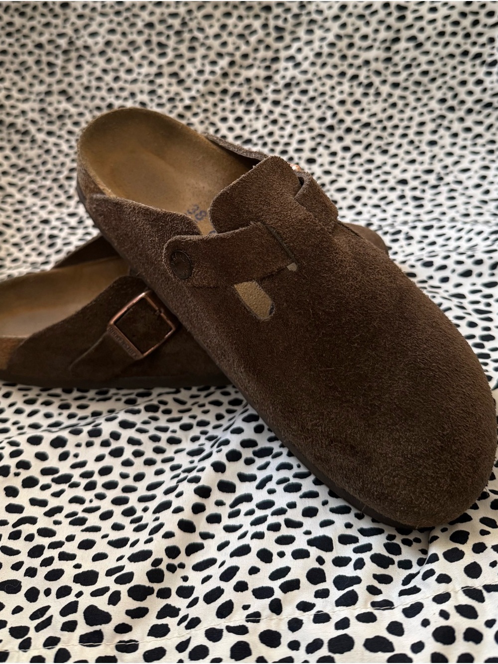 Birkenstock Brown Suede Women's Boston Clog with Buckle